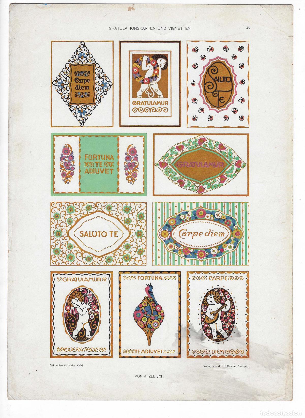 Arte: DEKORATIVE VORBILDER A&Ntilde;O XXVI L&Aacute;M. 42. GRATULATIONSKARTEN UND VIGNETTEN (A. Zebisch). CROMOLITOGRAF&Iacute;