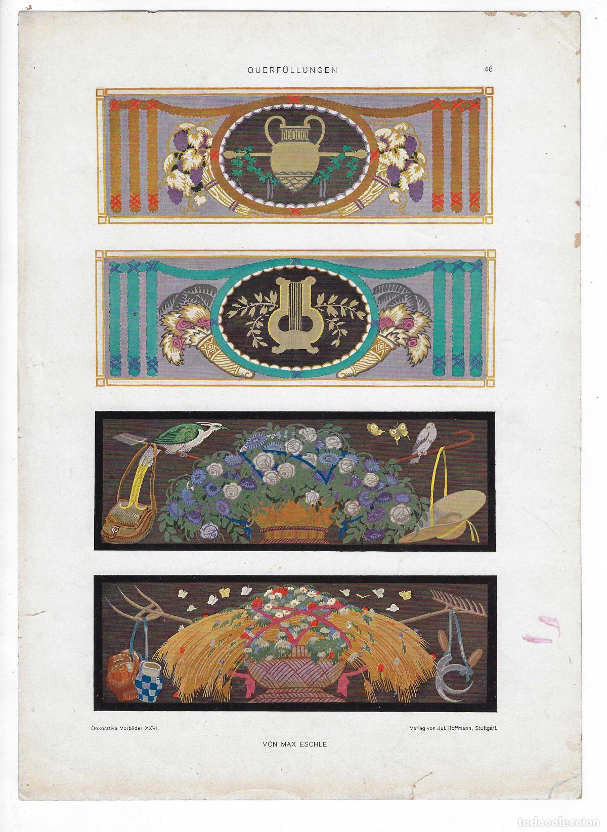 Arte: DEKORATIVE VORBILDER A&Ntilde;O XXVI L&Aacute;M. 48. QUERF&Uuml;LLUNGEN (Max Eschle) 1915. CROMOLITOGRAF&Iacute;A 63x46