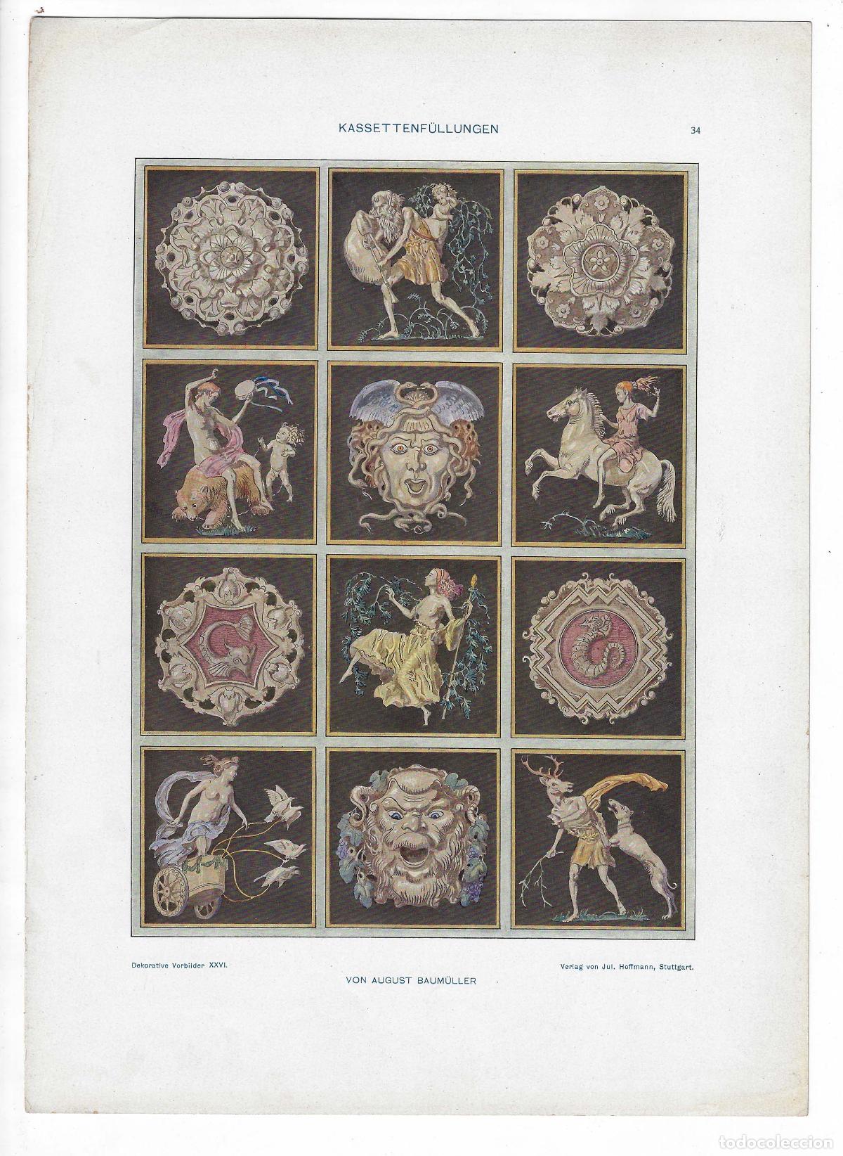 Arte: DEKORATIVE VORBILDER A&Ntilde;O XXVI L&Aacute;M. 34. KASSETTENF&Uuml;LLUNGEN (August Baum&uuml;ller). CROMOLITOGRAF&Iacute;A 63x46