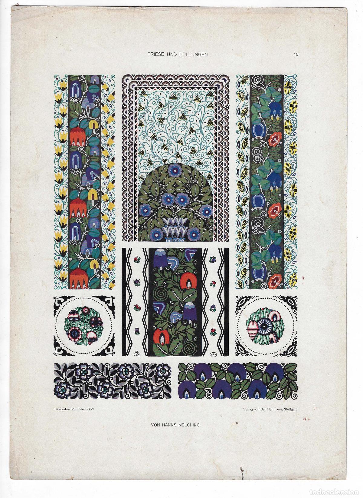 Arte: DEKORATIVE VORBILDER A&Ntilde;O XXVI L&Aacute;M. 40. FRIESE UND F&Uuml;LLUNGEN (Hanns Melching). CROMOLITOGRAF&Iacute;A 63x46