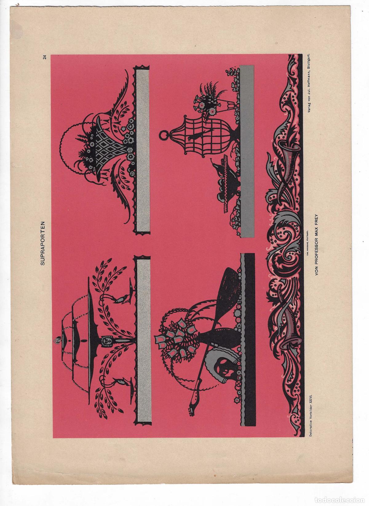 Arte: DEKORATIVE VORBILDER A&Ntilde;O XXVI L&Aacute;M. 24. SUPRAPORTEN (Max Frey) 1915. CROMOLITOGRAF&Iacute;A 63x46