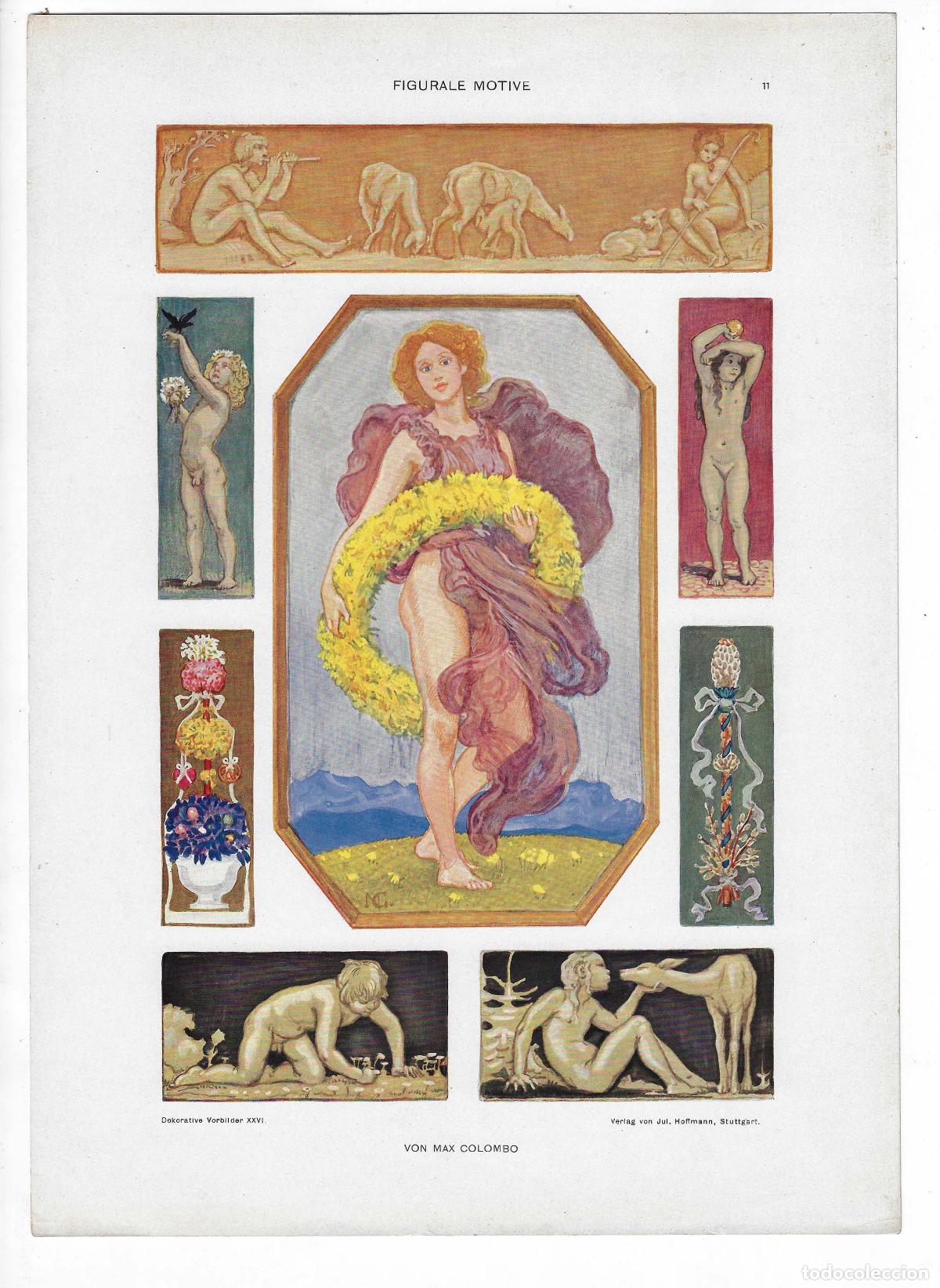 Arte: DEKORATIVE VORBILDER A&Ntilde;O XXVI L&Aacute;M. 11. FIGURALE MOTIVE (Max Colombo) 1915. CROMOLITOGRAF&Iacute;A 63x46