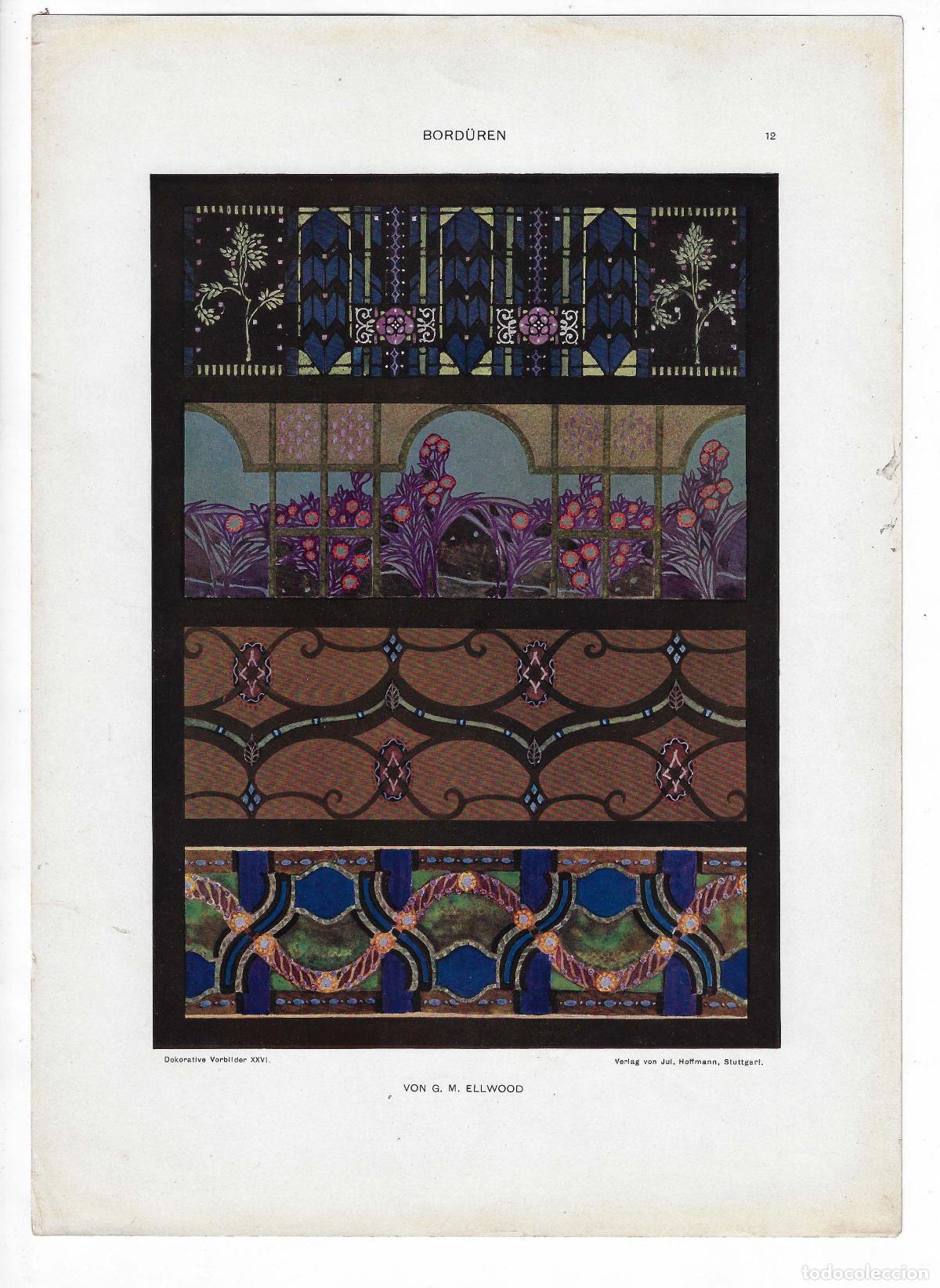 Arte: DEKORATIVE VORBILDER A&Ntilde;O XXVI L&Aacute;M. 12. BORD&Uuml;REN (G.M. Elwood) 1915. CROMOLITOGRAF&Iacute;A 63x46