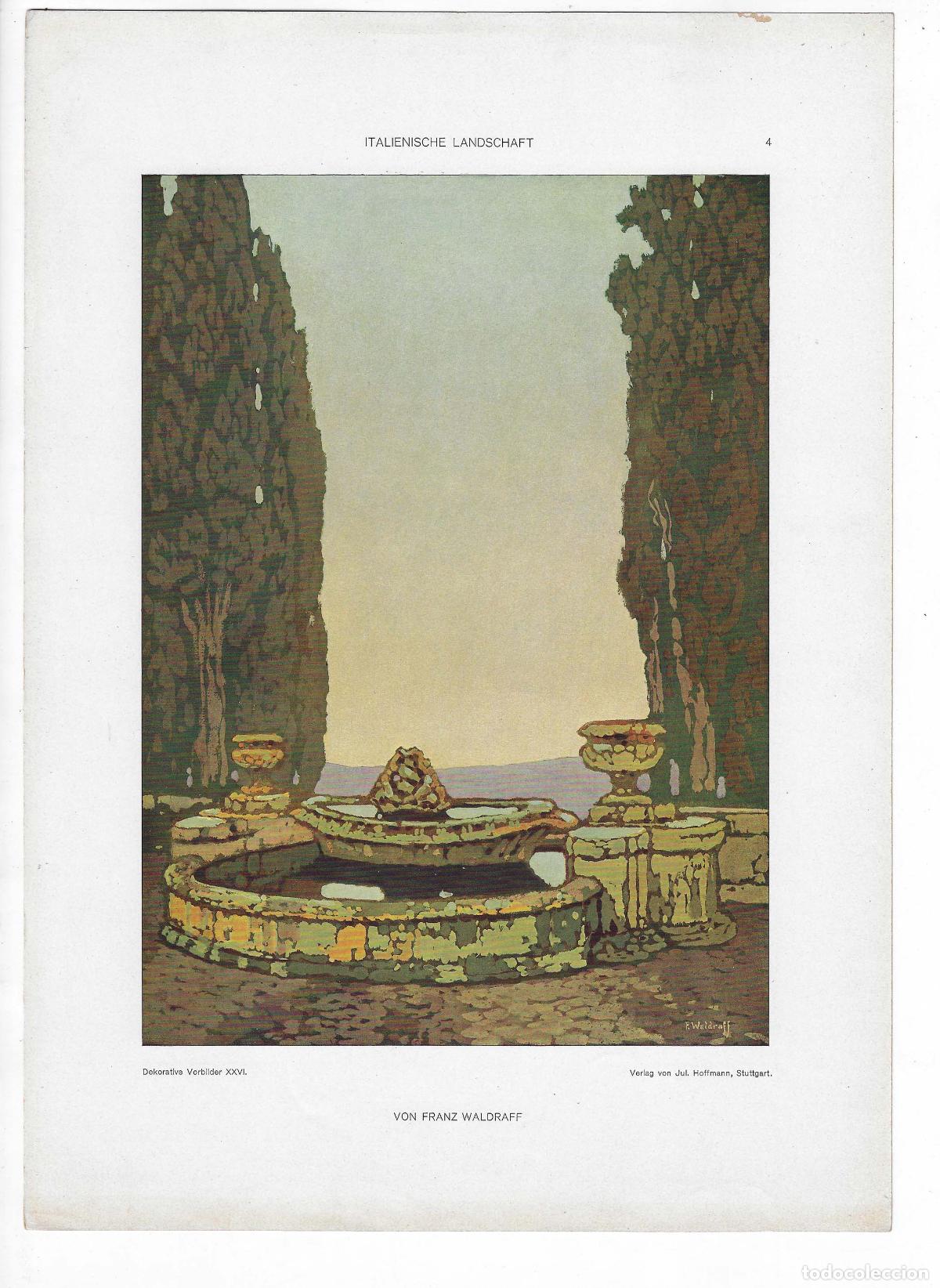 Arte: DEKORATIVE VORBILDER A&Ntilde;O XXVI L&Aacute;M. 4. ITALIENISCHE LANDSCHAFT (Franz Waldraff). CROMOLITOGRAF&Iacute;A 63x4