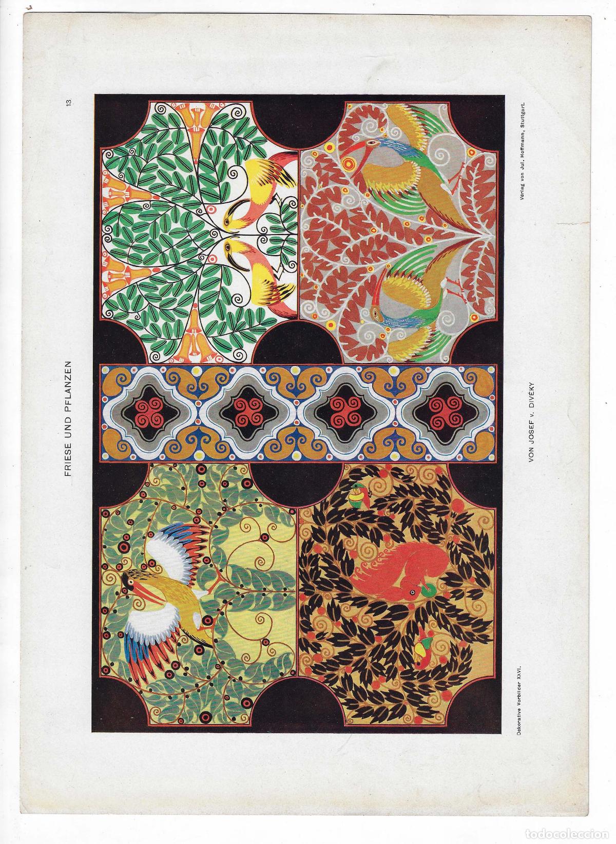 Arte: DEKORATIVE VORBILDER A&Ntilde;O XXVI L&Aacute;M. 13. FRIESE UND PFLANZEN (Josef V. Diveky). CROMOLITOGRAF&Iacute;A 63x46