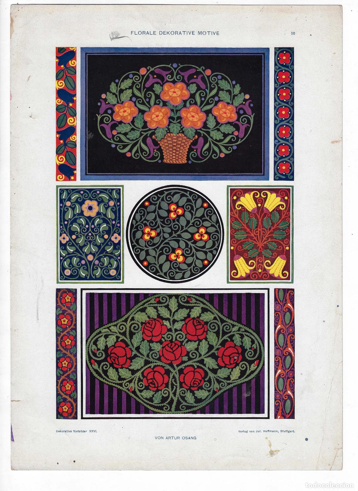 Arte: DEKORATIVE VORBILDER A&Ntilde;O XXVI L&Aacute;M. 10. FLORALE DEKORATIVE MOTIVE (Artur Osang). CROMOLITOGRAF&Iacute;A 63x4