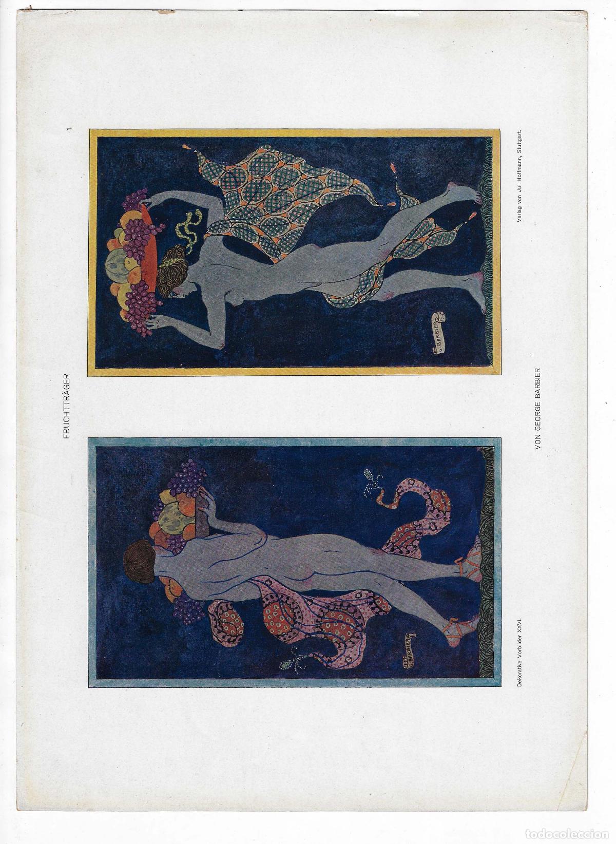 Arte: DEKORATIVE VORBILDER A&Ntilde;O XXVI L&Aacute;M. 1. FRUCHTTR&Auml;GER (George Barbier) 1915. CROMOLITOGRAF&Iacute;A 63x46