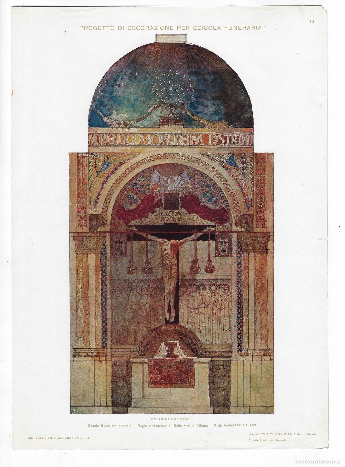 Arte: MODELLI D ARTE DECORATIVA A&Ntilde;O VIII L&Aacute;M. 13. PROGETTO DI DECORAZIONE PER EDICOLA FUNERARIA (Antonio C