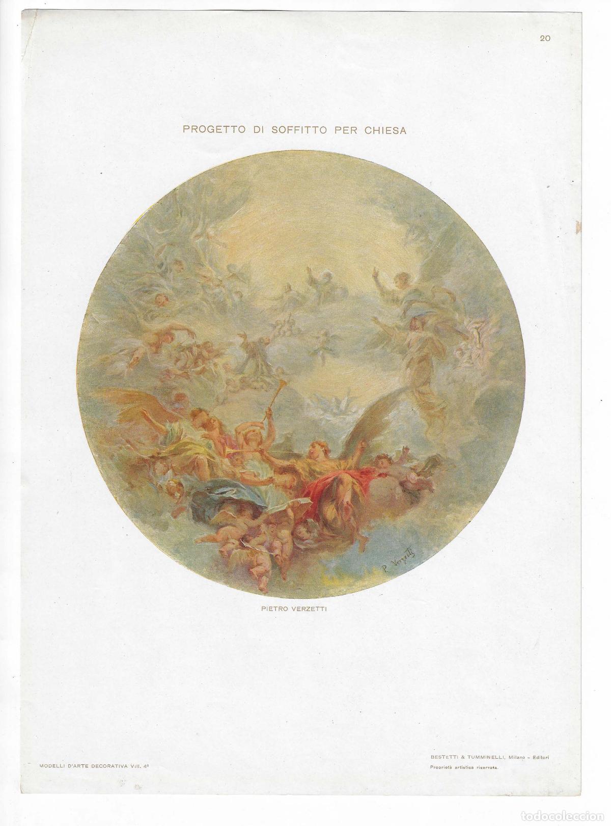 Arte: MODELLI D ARTE DECORATIVA A&Ntilde;O VIII L&Aacute;M. 20. PROGETTO DI SOFFITTO PER CHIESA (Pietro Verzetti). CROMO