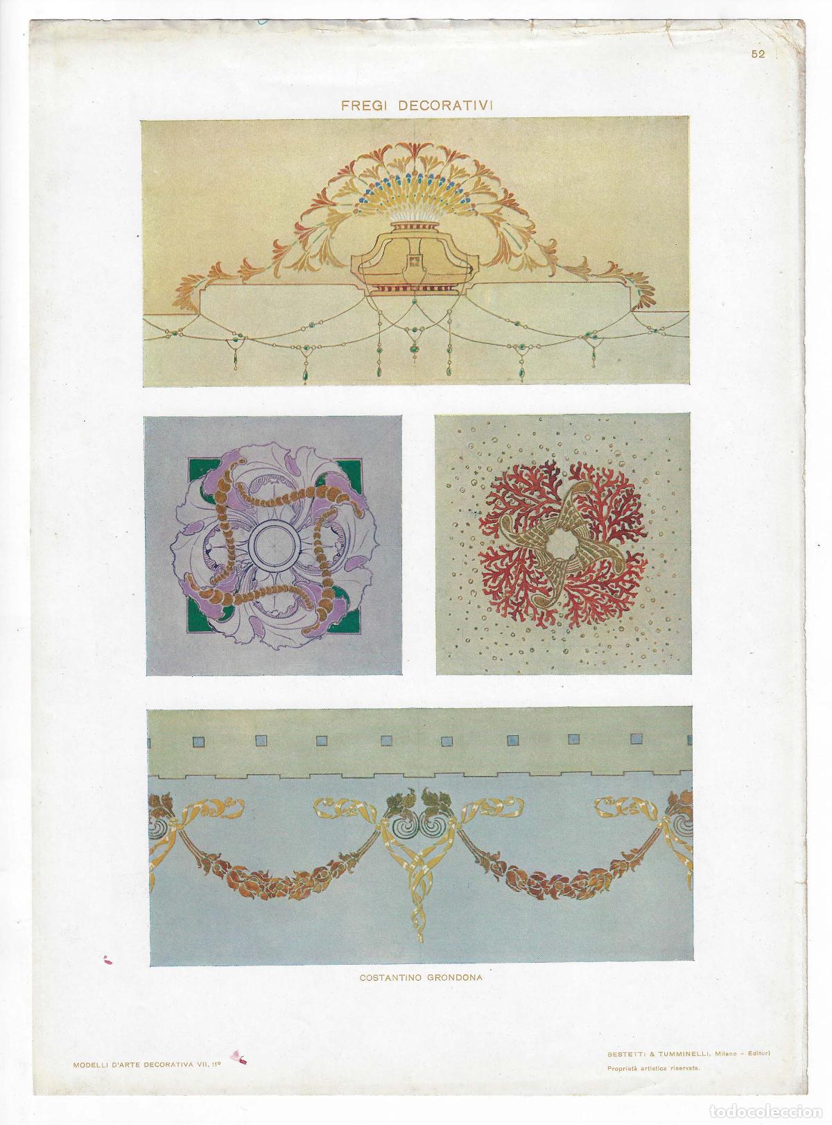 Art: MODELLI D ARTE DECORATIVA A&Ntilde;O VII L&Aacute;M. 52. FREGI DECORATIVI (Costantino Grondona). CROMOLITOGRAF&Iacute;A 6