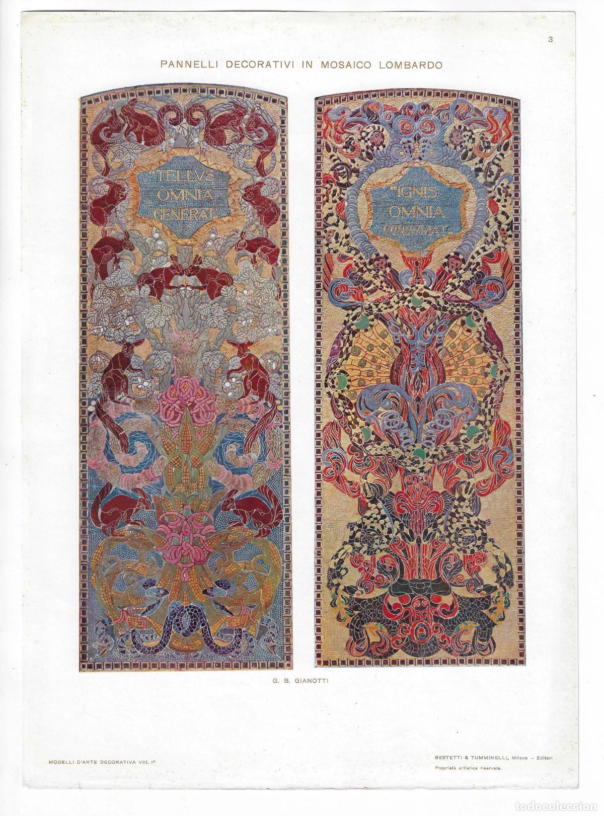 Art: MODELLI D ARTE DECORATIVA A&Ntilde;O VIII L&Aacute;M. 3. PANNELLI DECORATIVI IN MOSAICO LOMBARDO (G. B. Gianotti).