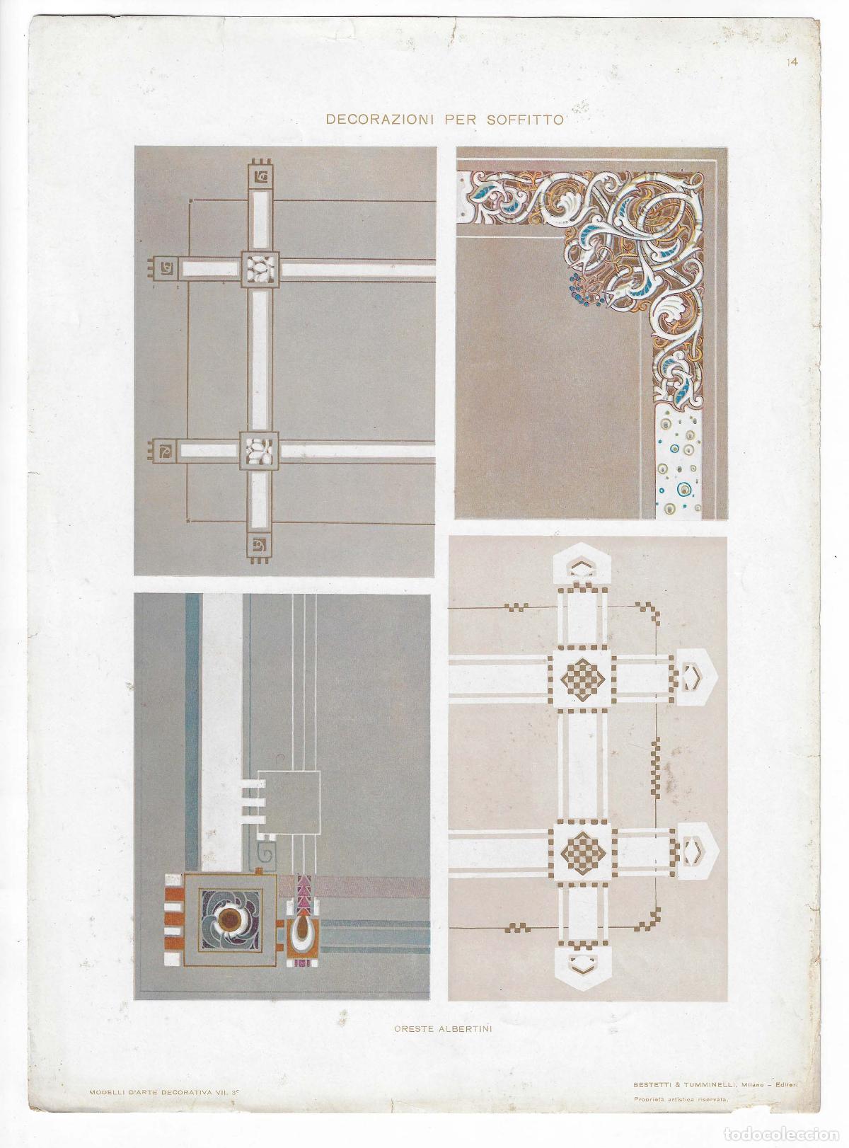 Art: MODELLI D ARTE DECORATIVA A&Ntilde;O VII L&Aacute;M. 14. DECORAZIONI PER SOFFITTO (Oreste Albertini). CROMOLITOGRA