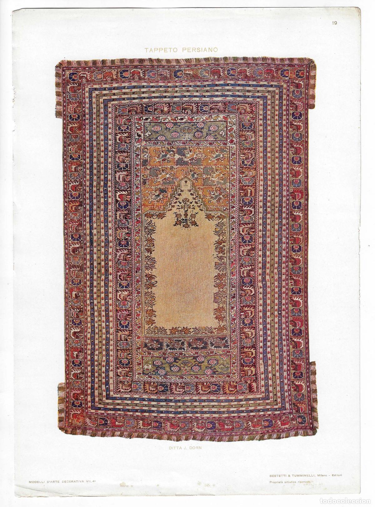Art: MODELLI D ARTE DECORATIVA A&Ntilde;O VII L&Aacute;M. 19. TAPPETO PERSIANO (Ditta J. Dorn). CROMOLITOGRAF&Iacute;A 63x46