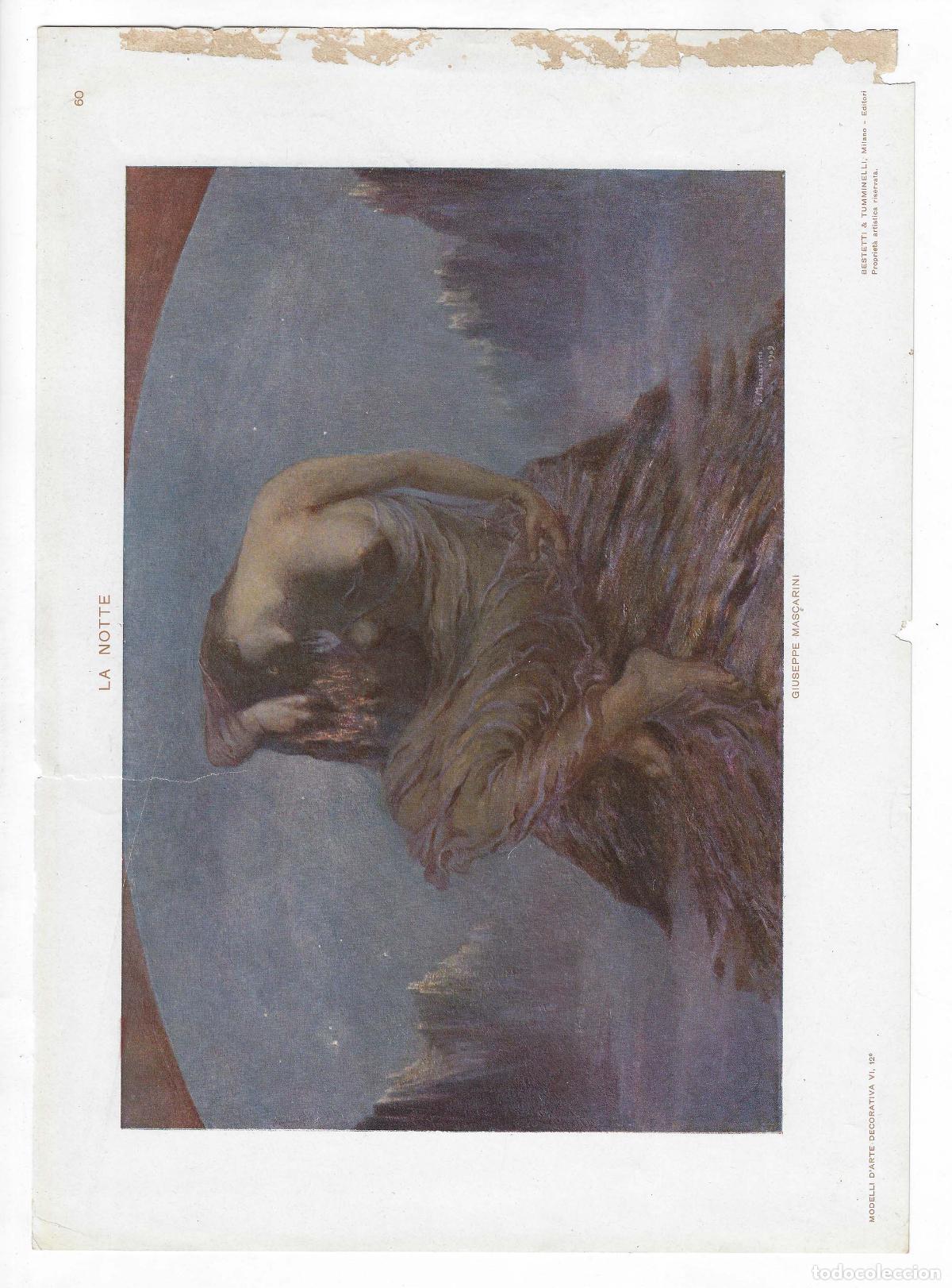 Art: MODELLI D ARTE DECORATIVA A&Ntilde;O VI L&Aacute;M. 60. La Notte (Giuseppe Mascarini) 1913. CROMOLITOGRAF&Iacute;A 63x46