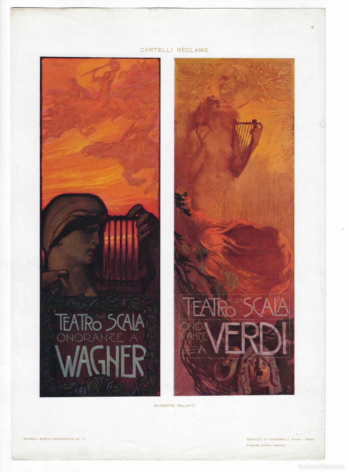 Art: MODELLI D ARTE DECORATIVA A&Ntilde;O VII L&Aacute;M. 4. CARTELLI R&Eacute;CLAME (Giuseppe Palanti). CROMOLITOGRAF&Iacute;A 63x46