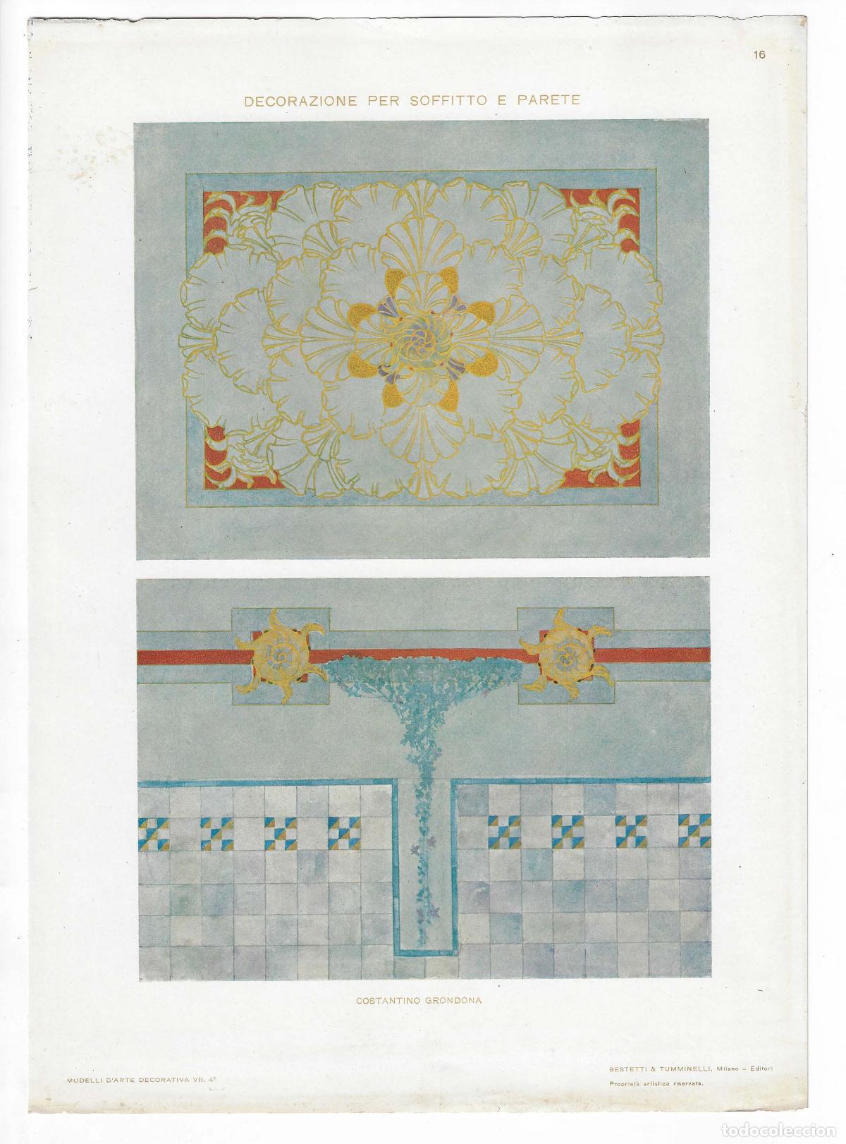 Art: MODELLI D ARTE DECORATIVA A&Ntilde;O VII L&Aacute;M. 16. DECORAZIONI PER SOFFITTO E PARETE (Costantino Grondona).
