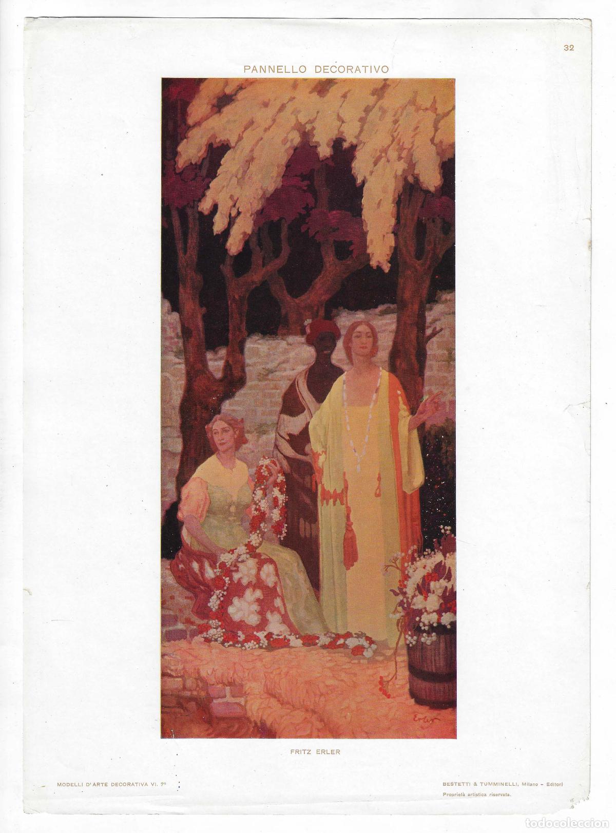 Art: MODELLI D ARTE DECORATIVA A&Ntilde;O VI L&Aacute;M. 32. Pannello Decorativo (Fritz Erler). CROMOLITOGRAF&Iacute;A 63x46