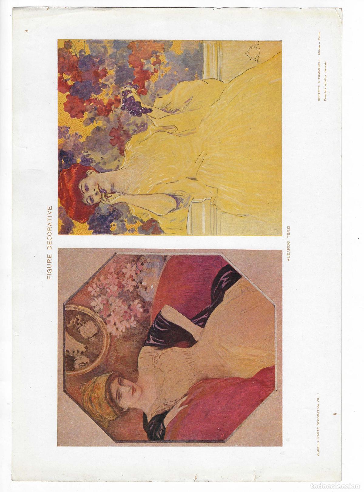 Art: MODELLI D ARTE DECORATIVA A&Ntilde;O VII L&Aacute;M. 3. FIGURE DECORATIVE (Aleardo Terzi). CROMOLITOGRAF&Iacute;A 63x46