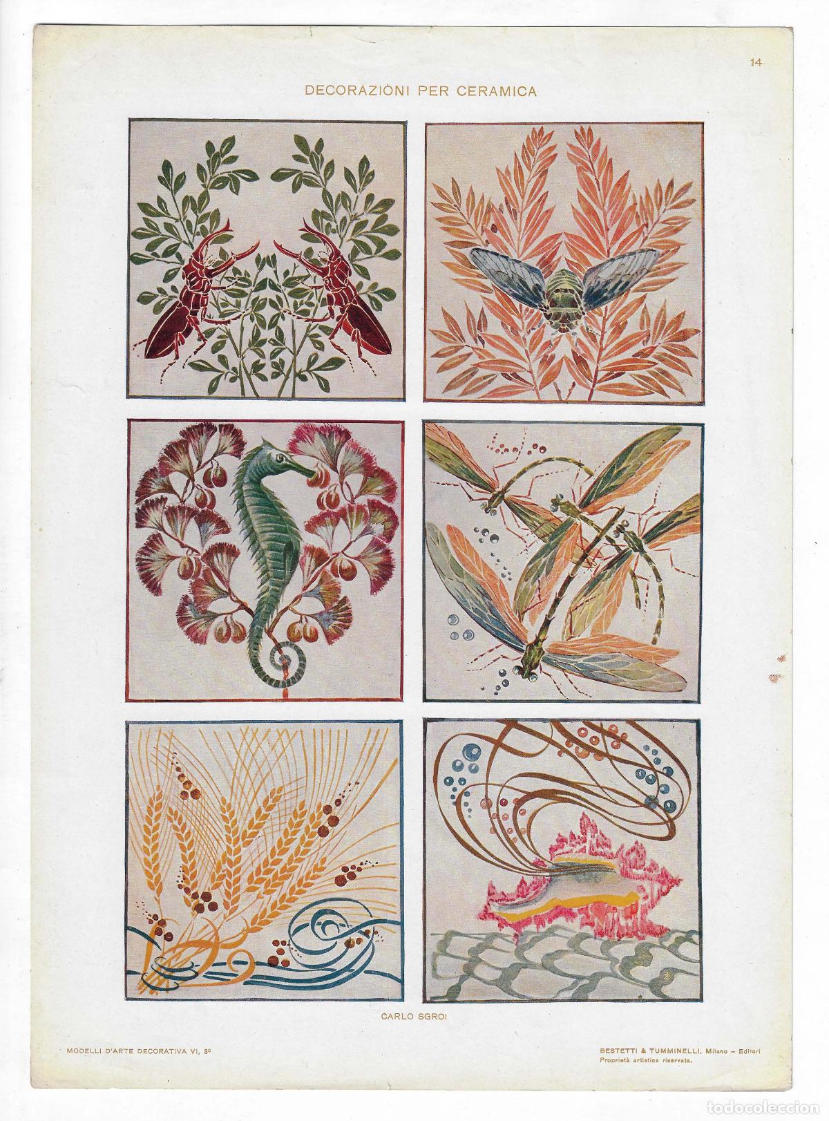 Art: MODELLI D ARTE DECORATIVA A&Ntilde;O VI L&Aacute;M. 14. Decorazioni per Ceramica (Carlo Sgroi). CROMOLITOGRAF&Iacute;A 63