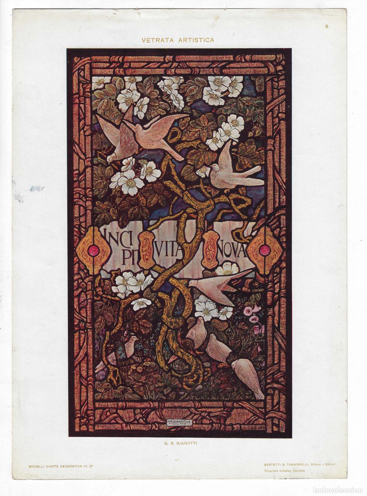 Arte: MODELLI D ARTE DECORATIVA A&Ntilde;O VI L&Aacute;M. 6. Vetrata Artistica (G. B. Gianotti). CROMOLITOGRAF&Iacute;A 63x46