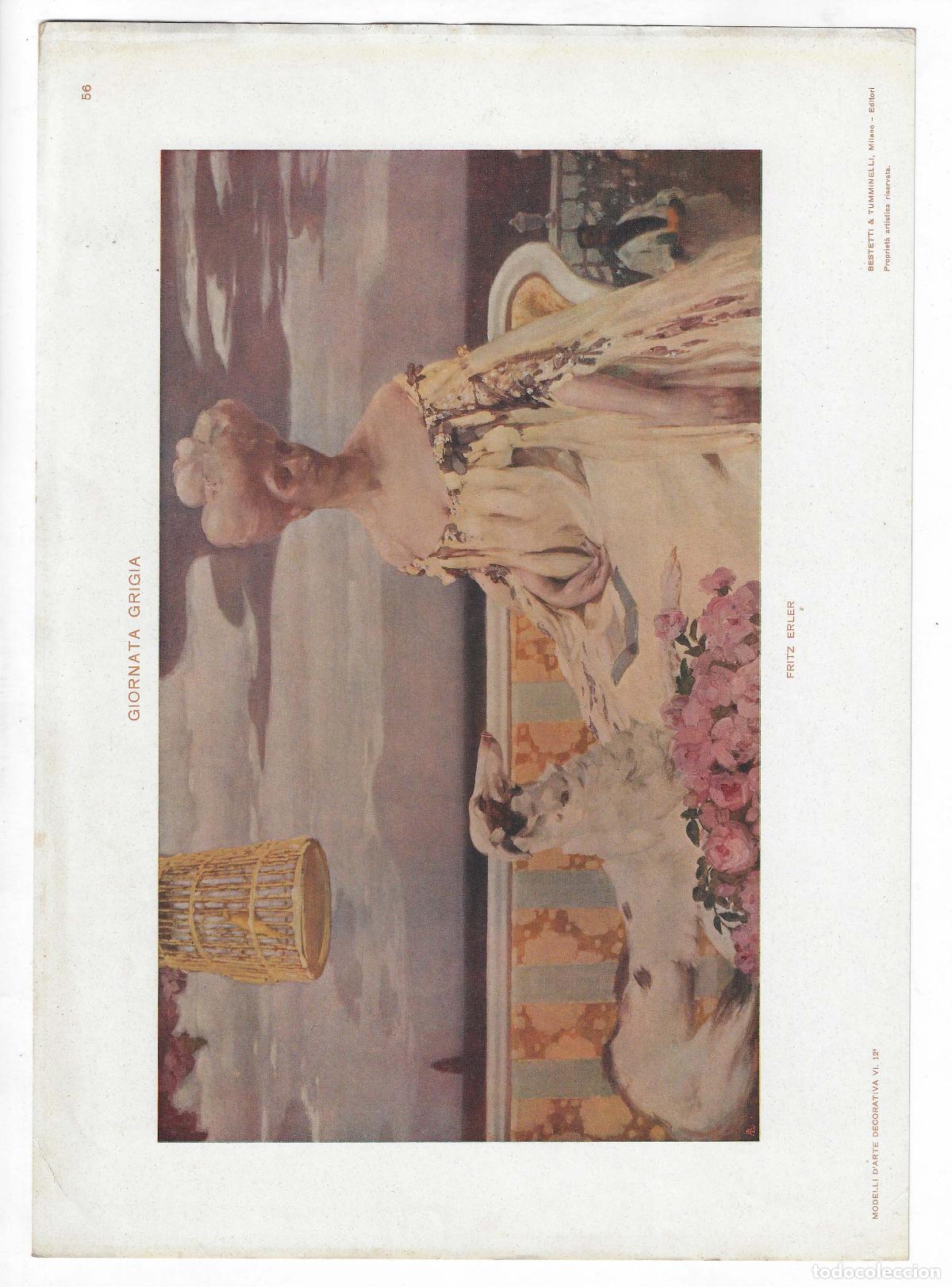 Arte: MODELLI D ARTE DECORATIVA A&Ntilde;O VI L&Aacute;M. 55. Giornata Grigia (Fritz Erler) 1913. CROMOLITOGRAF&Iacute;A 63x46