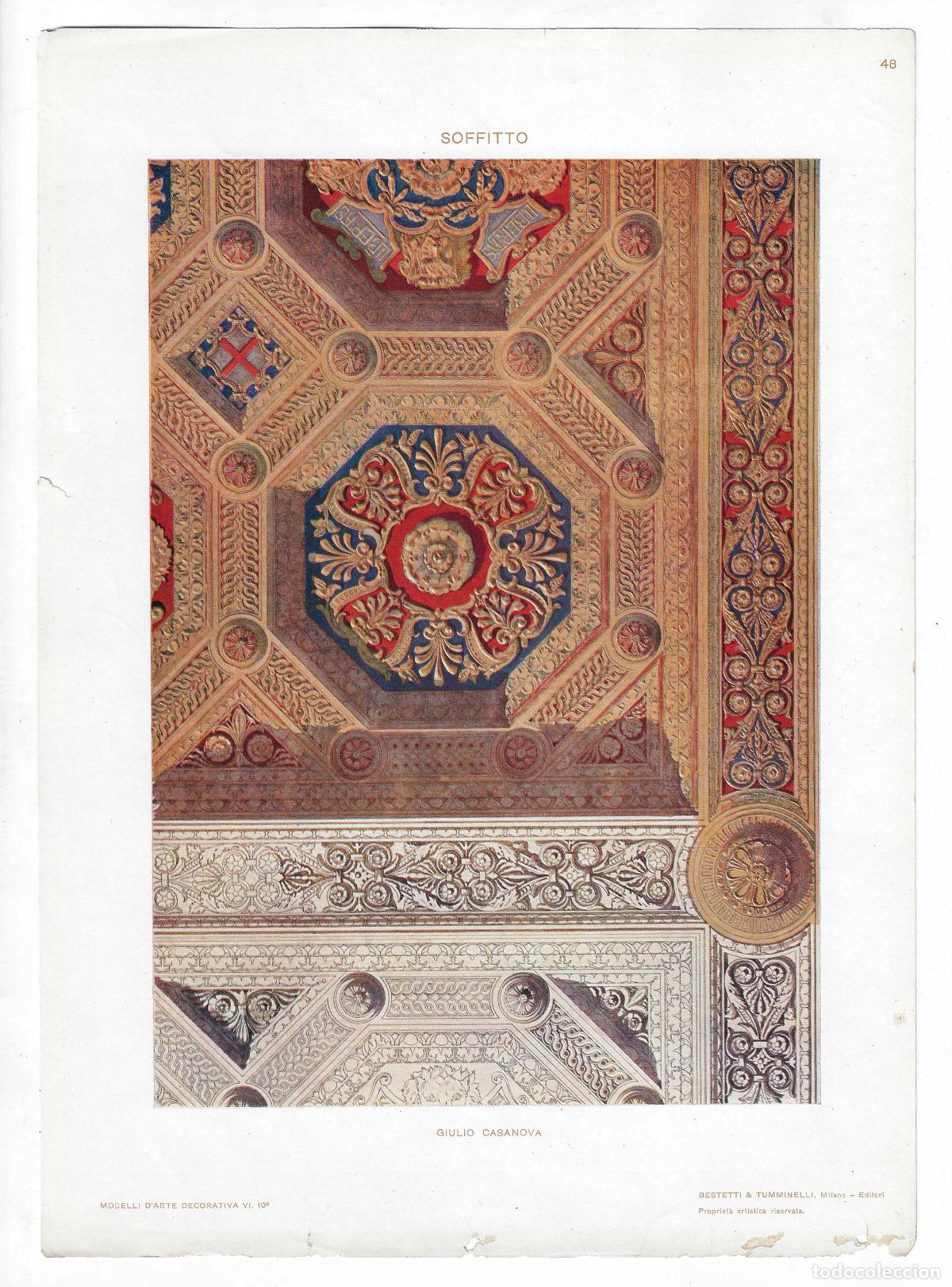 Arte: MODELLI D ARTE DECORATIVA A&Ntilde;O VI L&Aacute;M. 48. Soffitto (Giulio Casanova) 1913. CROMOLITOGRAF&Iacute;A 63x46