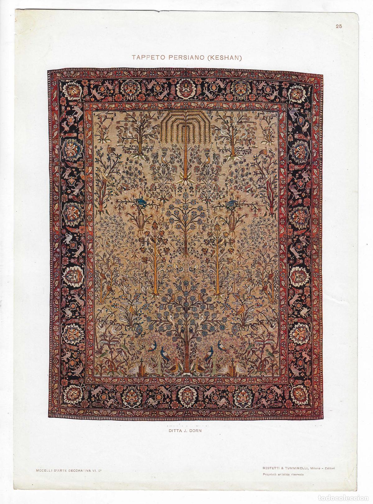 Arte: MODELLI D ARTE DECORATIVA A&Ntilde;O VI L&Aacute;M. 25. Tappeto Persiano (Keshan) (Ditta J. Dorn). CROMOLITOGRAF&Iacute;A