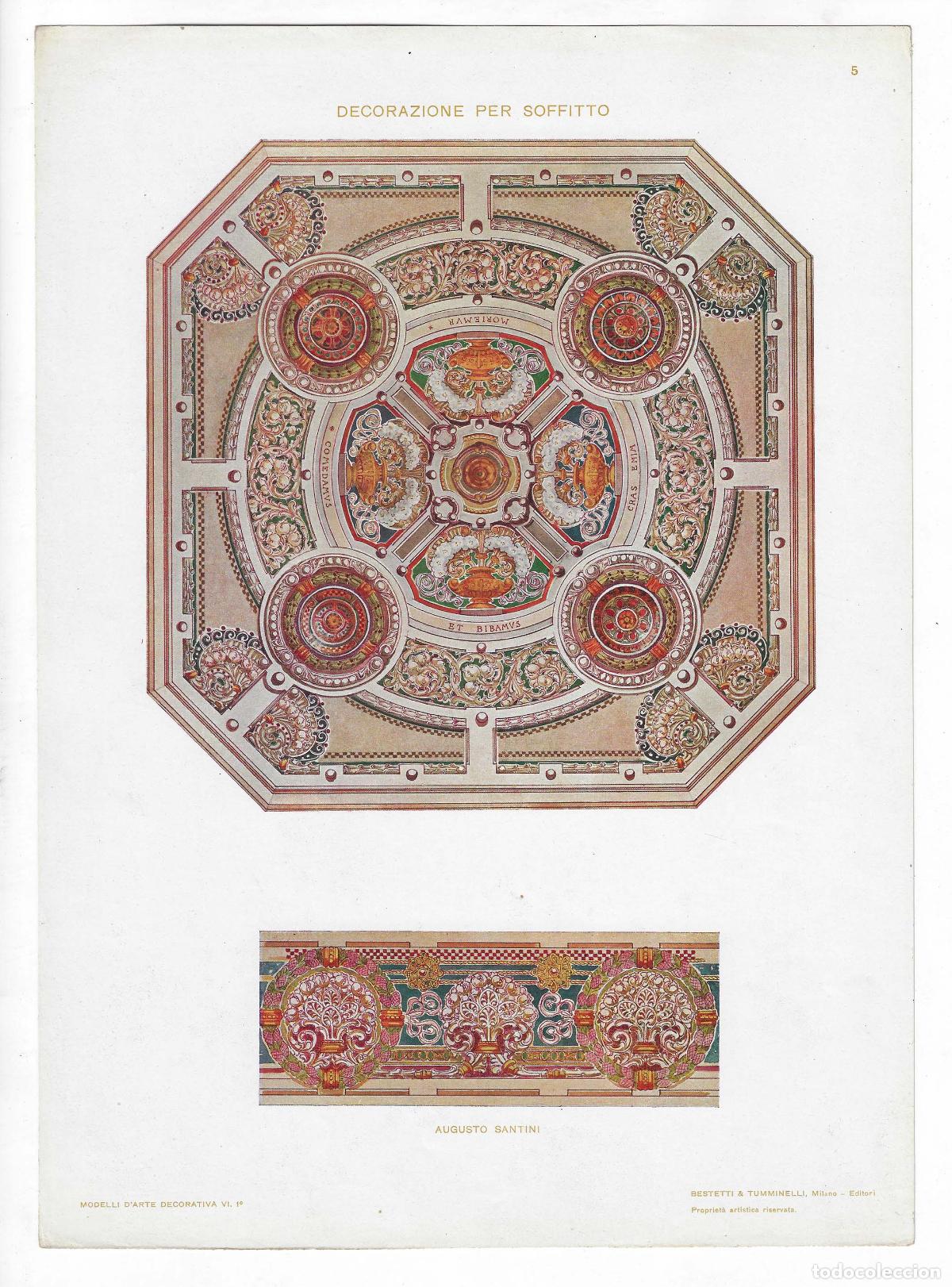 Arte: MODELLI D ARTE DECORATIVA A&Ntilde;O VI L&Aacute;M. 5. Decorazione per Soffitto (Augusto Santini). CROMOLITOGRAF&Iacute;A