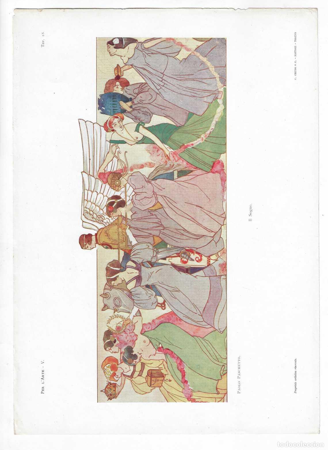 Arte: PER L ARTE A&Ntilde;O V L&Aacute;M. 18. Il Sogno (Paolo Paschetto) C. Crudo, Circa 1915. CROMOLITOGRAF&Iacute;A 63x46