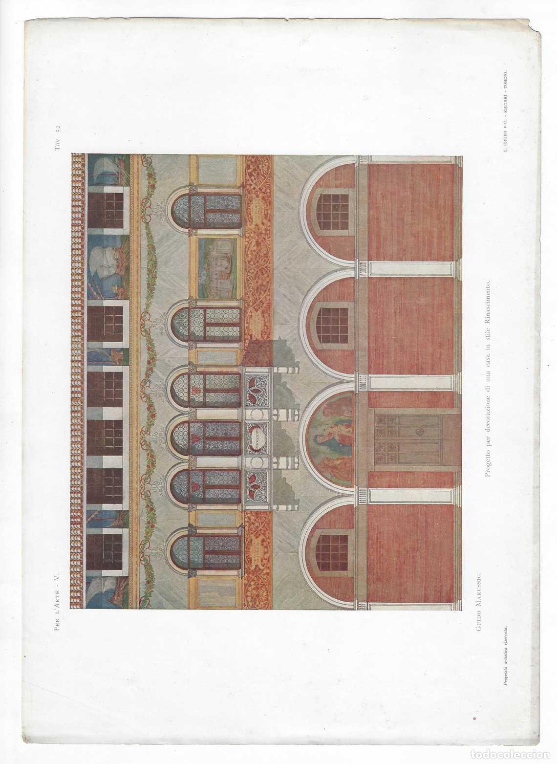 Arte: PER L ARTE A&Ntilde;O V L&Aacute;M. 52. Progetto per decorazione di una casa in stile Rinascimento (Guido Marussig
