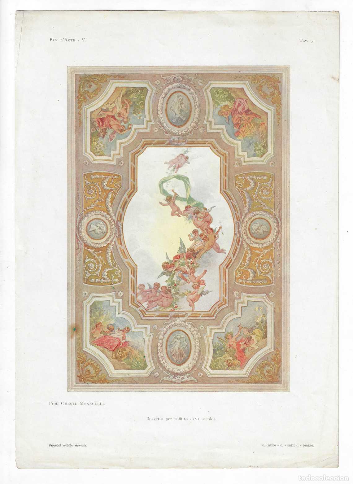 Arte: PER L ARTE A&Ntilde;O V L&Aacute;M. 5. Bozzetto per soffitto (XVI secolo) (Oreste Monacelli). CROMOLITOGRAF&Iacute;A 63x4