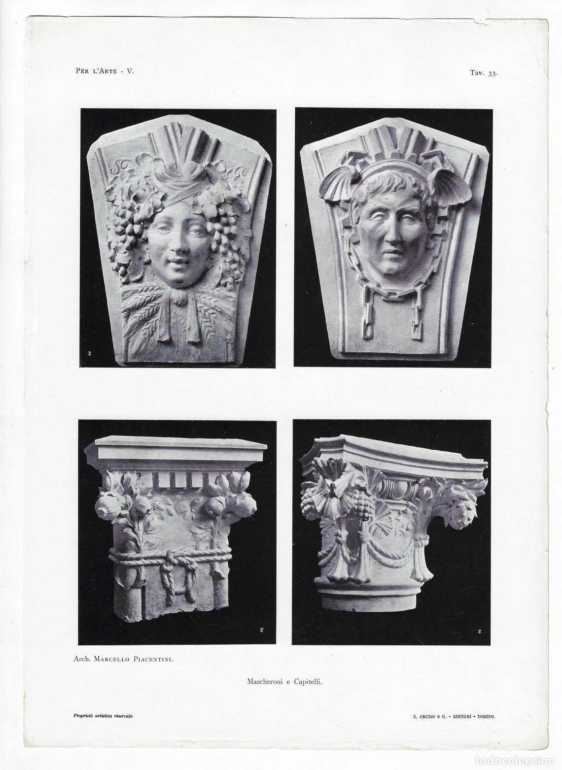 Arte: PER L ARTE A&Ntilde;O V L&Aacute;M. 33. Mascheroni e Capitelli (Marcello Piacentini). CROMOLITOGRAF&Iacute;A 63x46