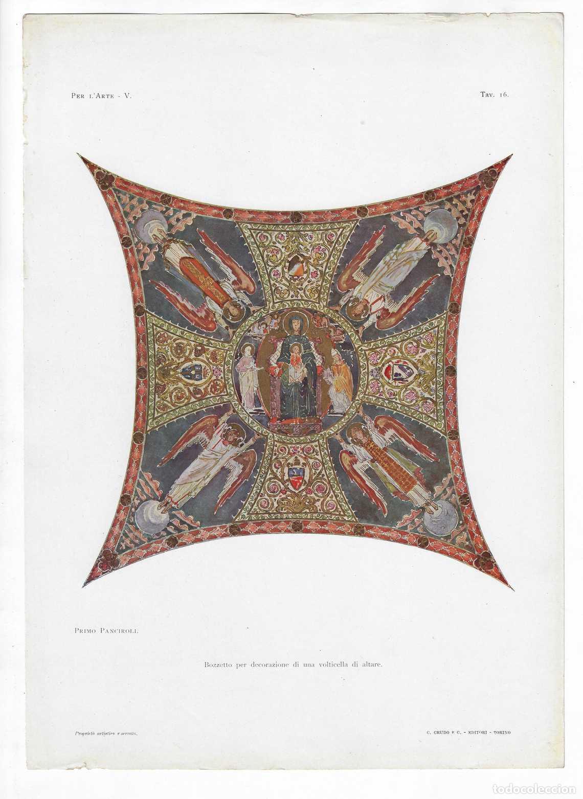 Arte: PER L ARTE A&Ntilde;O V L&Aacute;M. 16. Bozzetto per decorazione di una volticella di altare (Primo Panciroli). CR