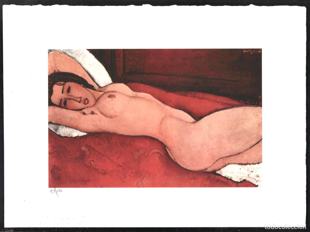 Arte: AMEDEO MODIGLIANI JOVEN RECOSTADA REPRODUC OBRA IMPRESI&Oacute;N DIGITAL NUMERADA A L&Aacute;PIZ 87/100 EJEMPLARES