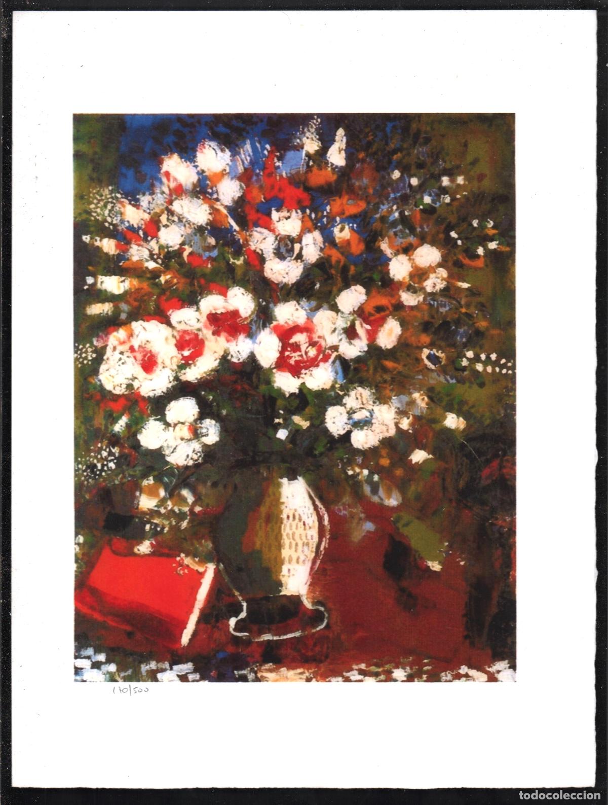 Arte: MARC CHAGALL JARR&Oacute;N FLORES REPRODUCCI&Oacute;N GR&Aacute;FICA IMPRESI&Oacute;N DIGITAL NUMERADA L&Aacute;PIZ 170 /500 EJEMPLARES