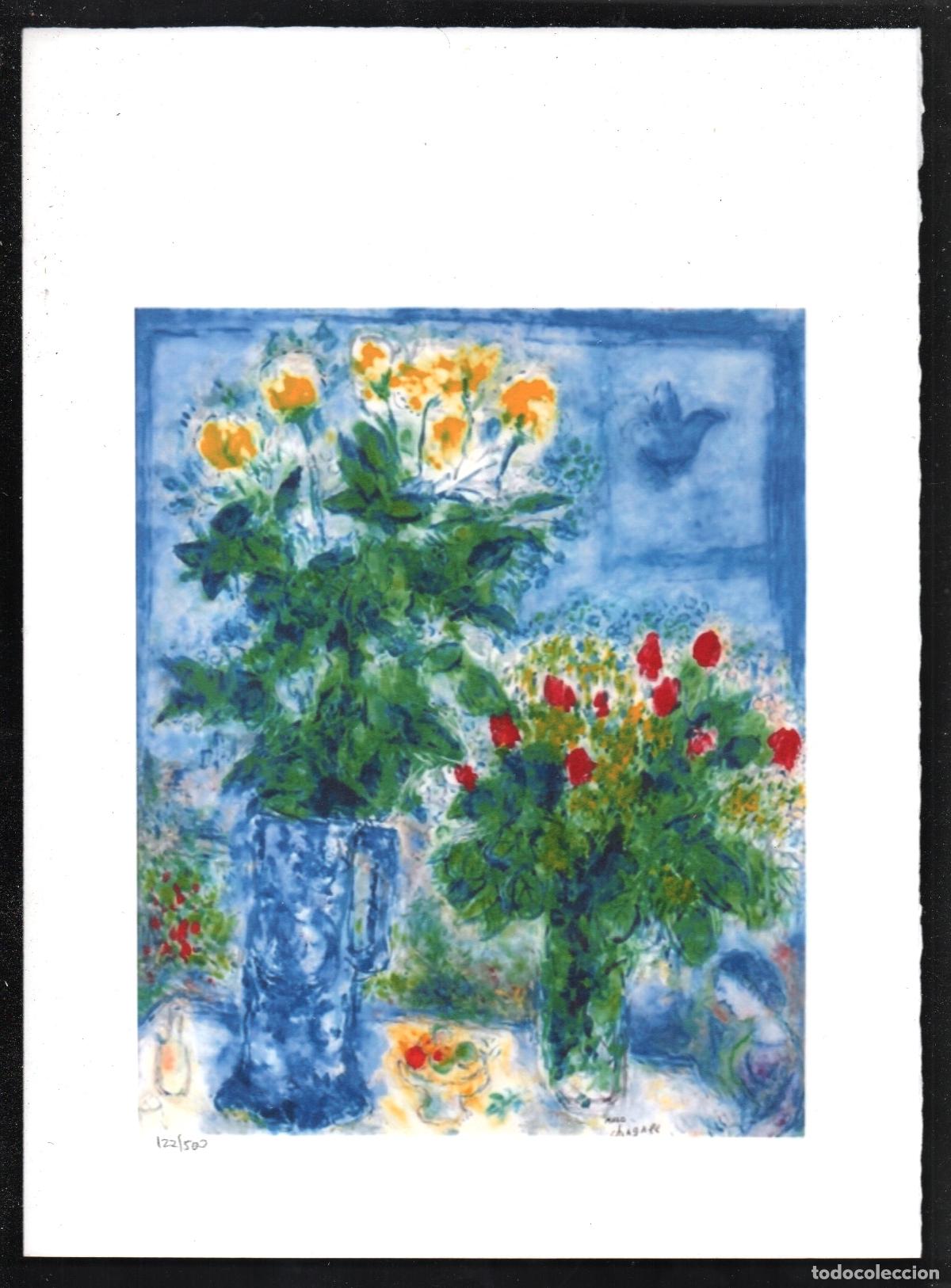 Arte: MARC CHAGALL JARR&Oacute;N FLORES REPRODUCCI&Oacute;N GR&Aacute;FICA IMPRESI&Oacute;N DIGITAL NUMERADA L&Aacute;PIZ 122 /500 EJEMPLARES