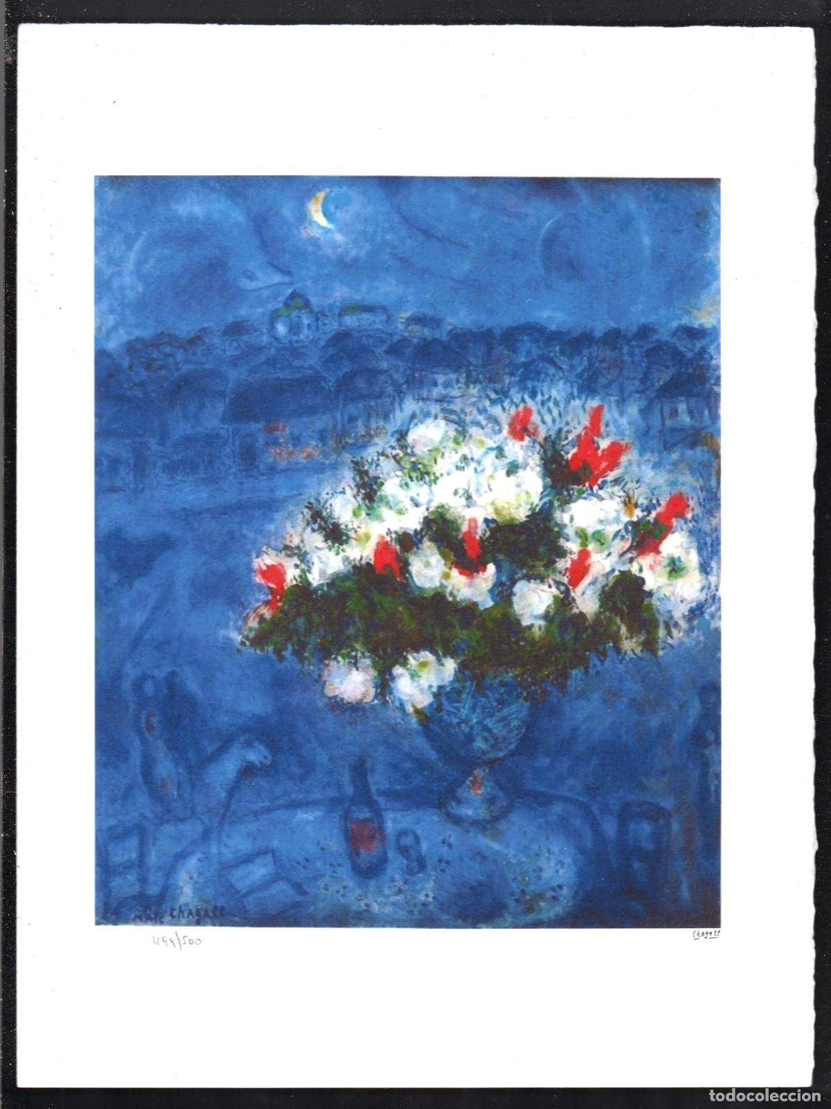 Arte: MARC CHAGALL JARR&Oacute;N AZUL REPRODUCCI&Oacute;N GR&Aacute;FICA IMPRESI&Oacute;N DIGITAL NUMERADA L&Aacute;PIZ 499 /500 EJEMPLARES
