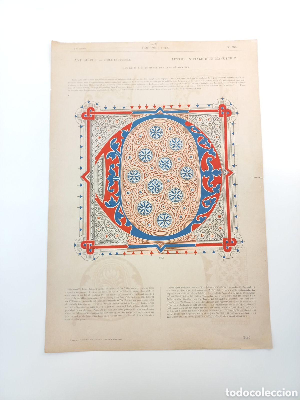 Arte: Lettre Capitale d'un Manuscrit. XVI Siecle. L'Art pour Tous.