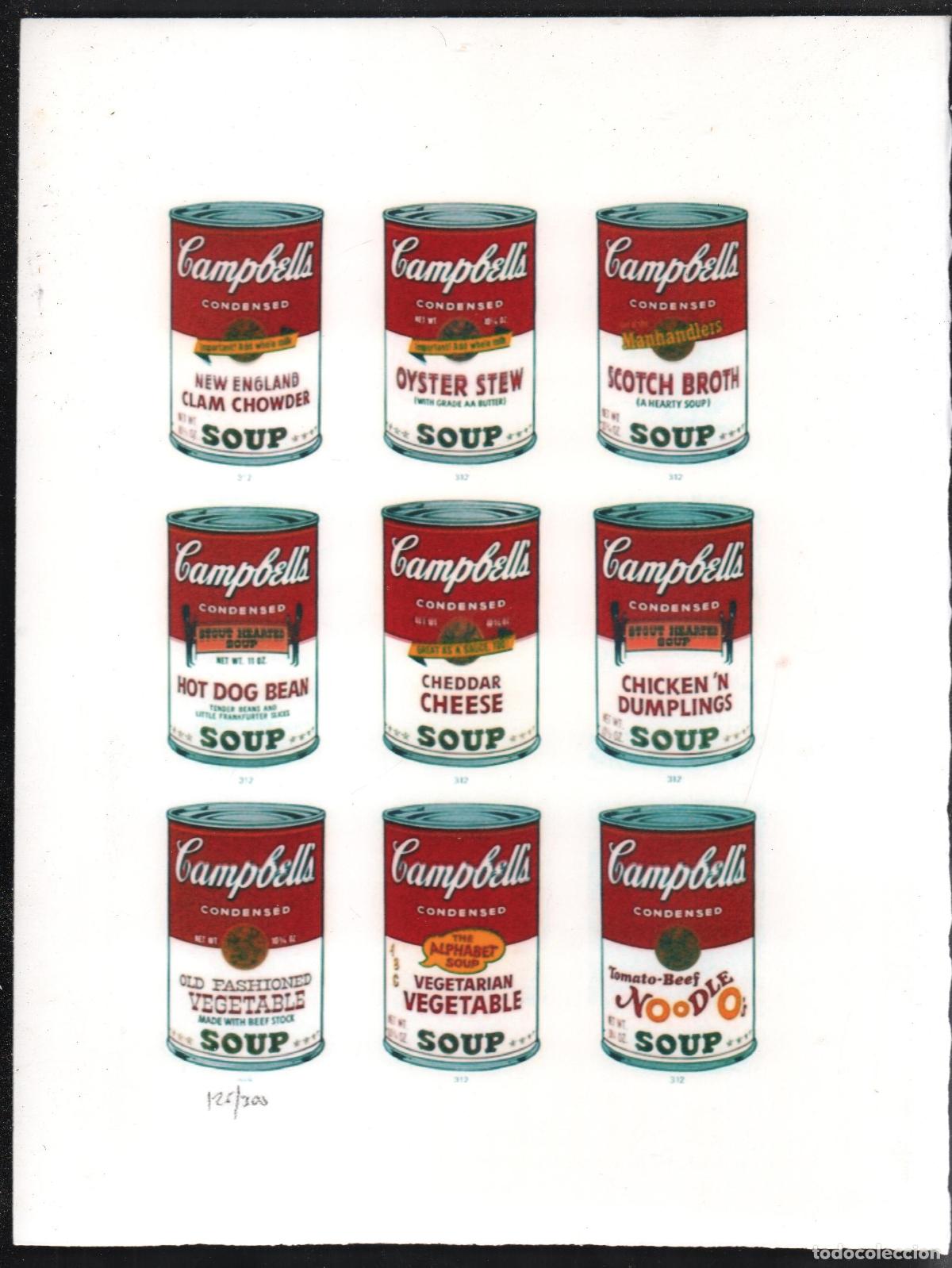 Arte: ANDY WARHOL SOPAS CAMPBELLS REPRODUCCI&Oacute;N OBRA IMPRESI&Oacute;N DIGITAL NUMERADA A L&Aacute;PIZ 125/300 EJEMPLARES