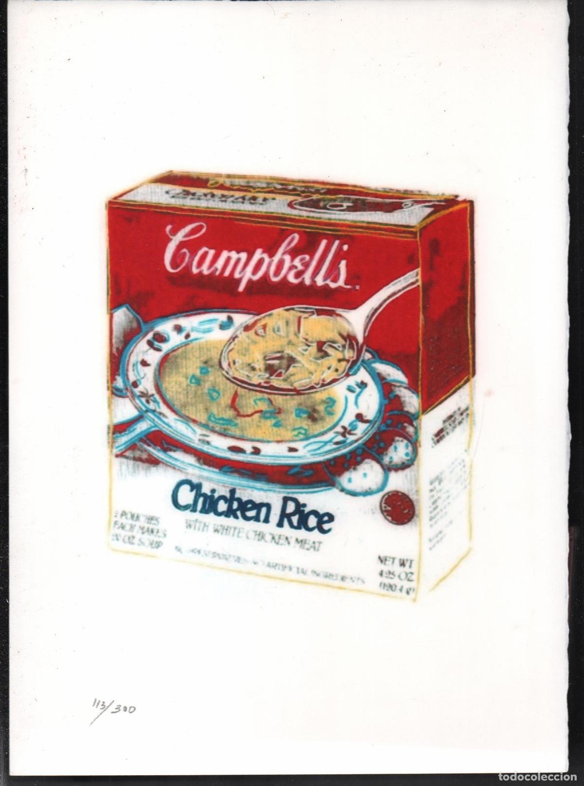 Arte: ANDY WARHOL CAJA ARROZ SOPAS CAMPBELLS REPRODUCCI&Oacute;N OBRA IMPRESI&Oacute;N DIGITAL NUM 113/300 EJEMPLARES