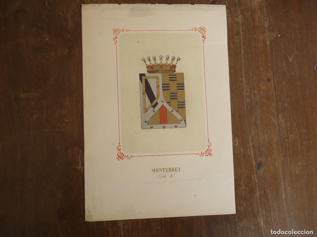 Arte: CROMOLITOGRAFIA DEL ESCUDO HERALDICO DEL CONDE DE MONTERREY. 1853-60