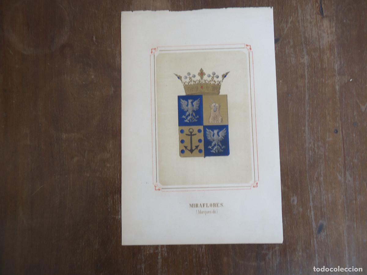 Arte: CROMOLITOGRAFIA DEL ESCUDO HERALDICO DEL MARQUES DE MIRAFLORES. 1853-60