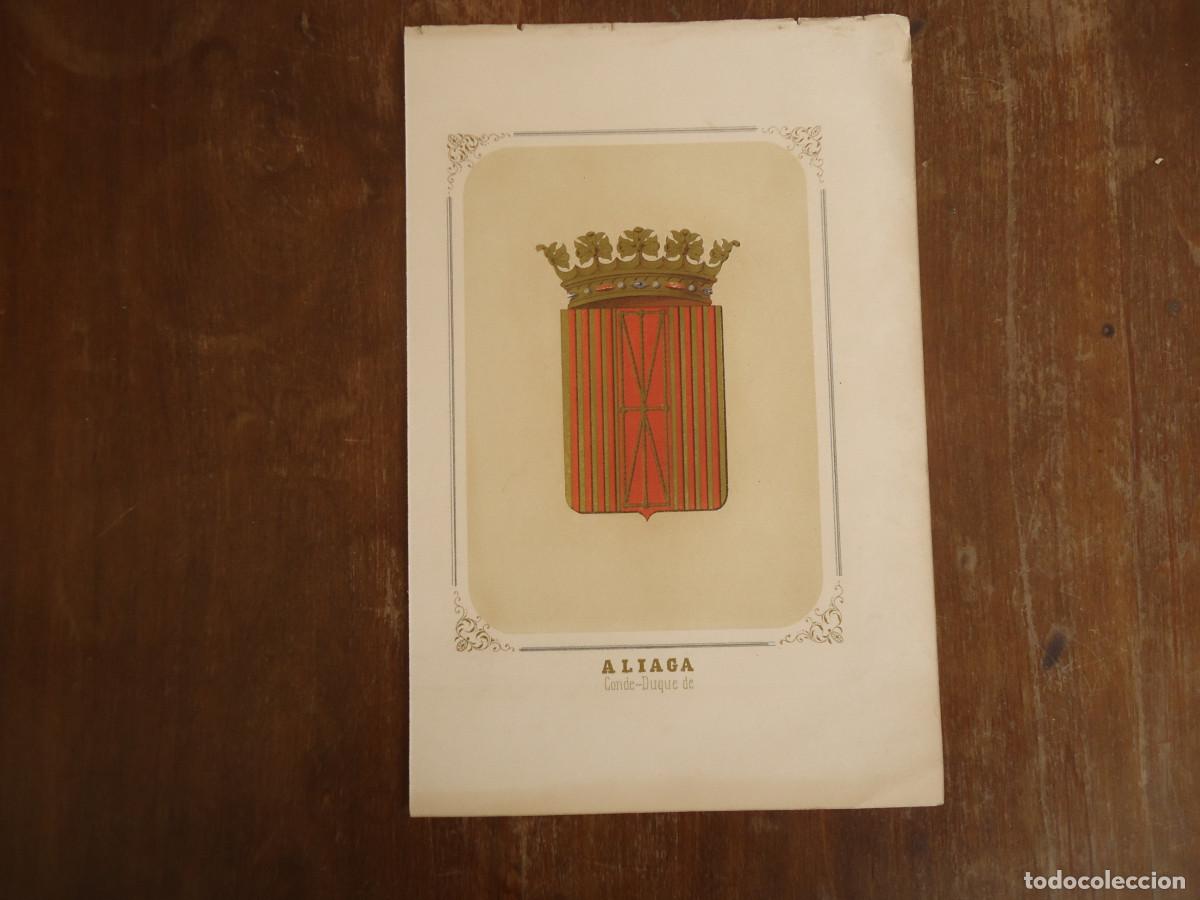 Arte: CROMOLITOGRAFIA DEL ESCUDO HERALDICO DEL CONDE-DUQUE DE ALIAGA. 1853-60