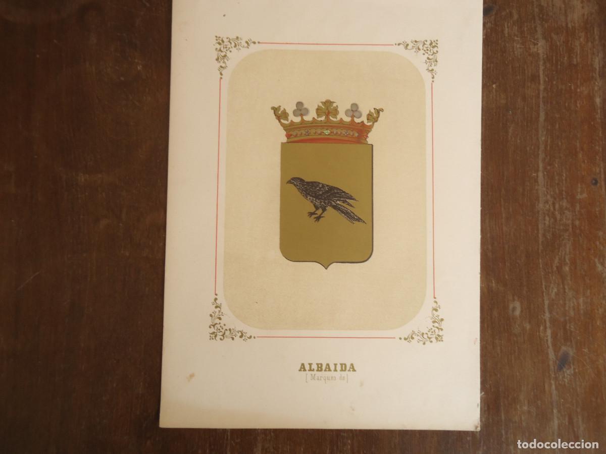 Arte: CROMOLITOGRAFIA DEL ESCUDO HERALDICO DEL MARQUES DE ALBAIDA. 1853-60