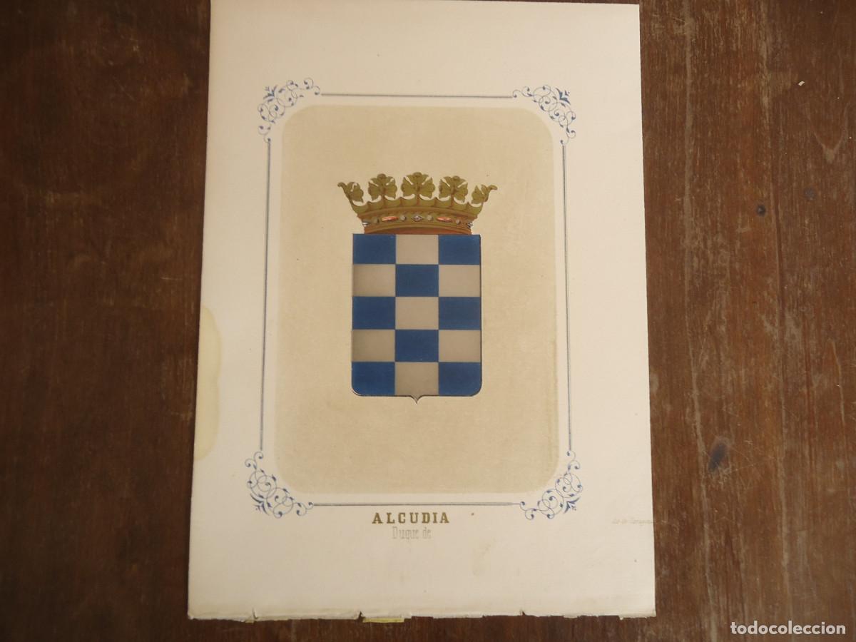Arte: CROMOLITOGRAFIA DEL ESCUDO HERALDICO DEL DUQUE DEALCUDIA. 1853-60