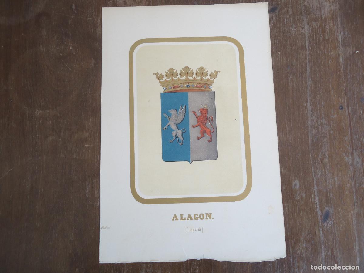 Arte: CROMOLITOGRAFIA DEL ESCUDO HERALDICO DEL DUQUE DE ALAGON. 1853-60