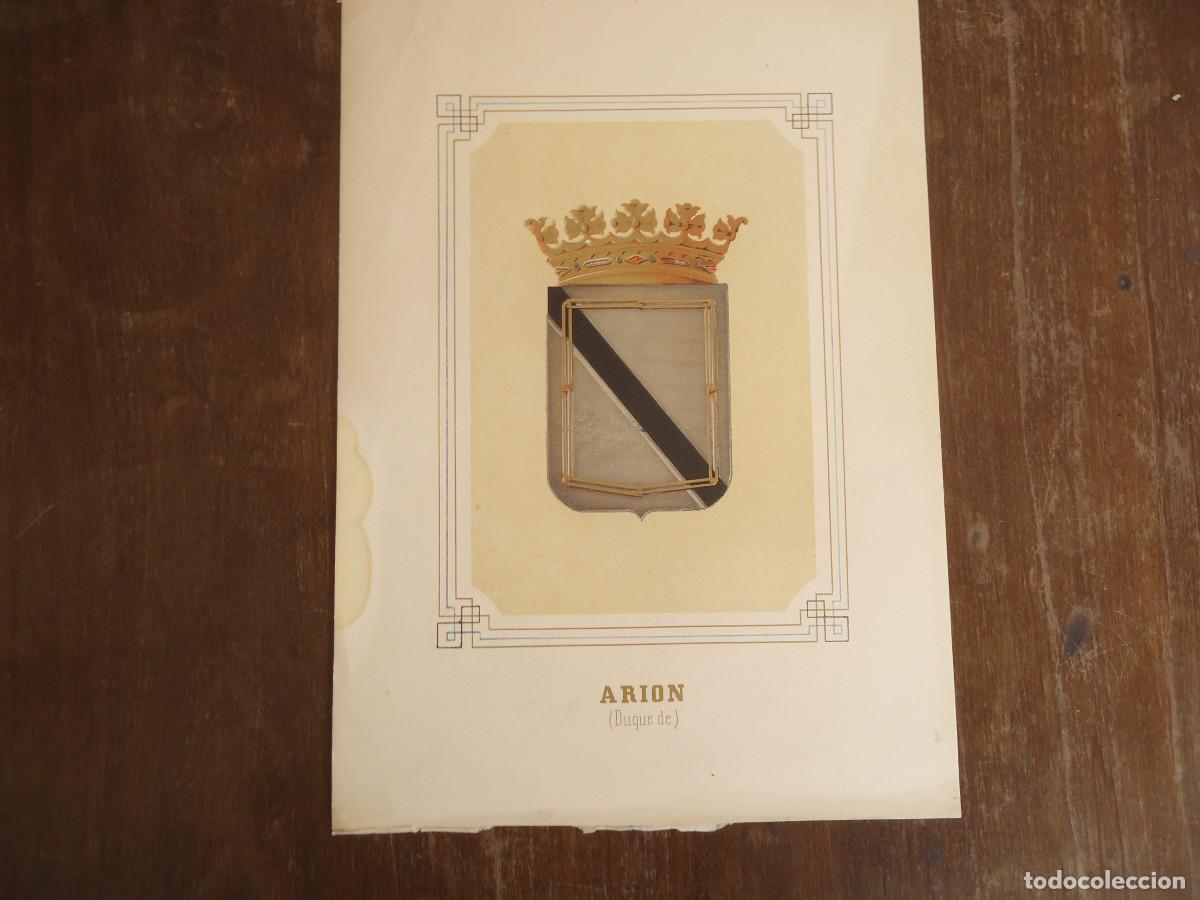 Kunst: CROMOLITOGRAFIA DEL ESCUDO HERALDICO DEL DUQUE DE ARION. 1853-60
