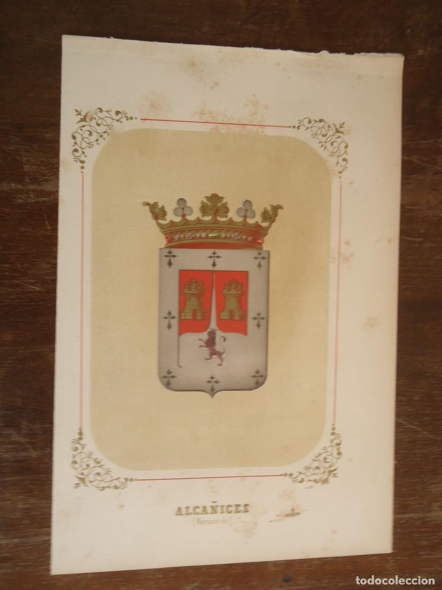 Arte: CROMOLITOGRAFIA DEL ESCUDO HERALDICO DEL MARQUES DE ALCA&Ntilde;ICES. 1853-60