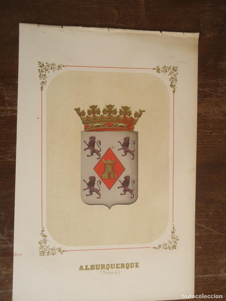 Arte: CROMOLITOGRAFIA DEL ESCUDO HERALDICO DEL DUQUE DE ALBURQUERQUE. 1853-60