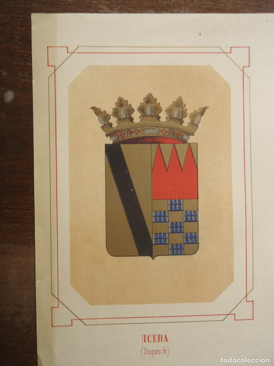 Arte: CROMOLITOGRAFIA DEL ESCUDO HERALDICO DE LOS DUQUES DE UCEDA. 1853-60